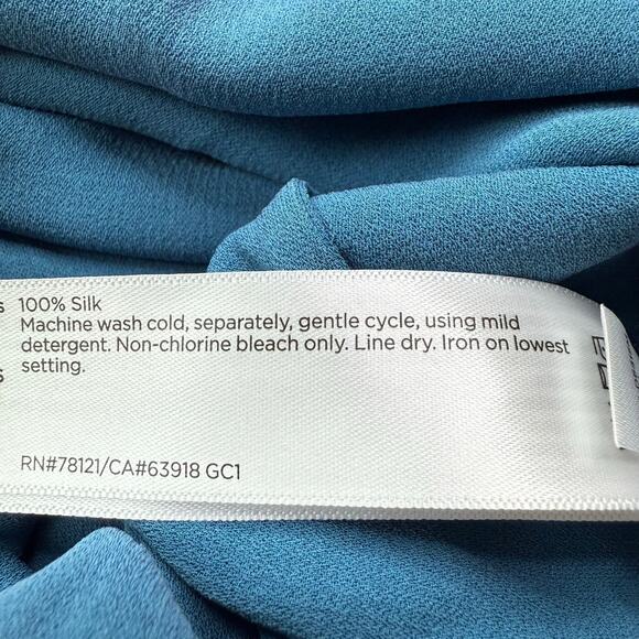 Eileen Fisher Women's 100% Silk V-Neck Relaxed Kaftan Dress Blue Size XL NWT - Picture 11 of 13